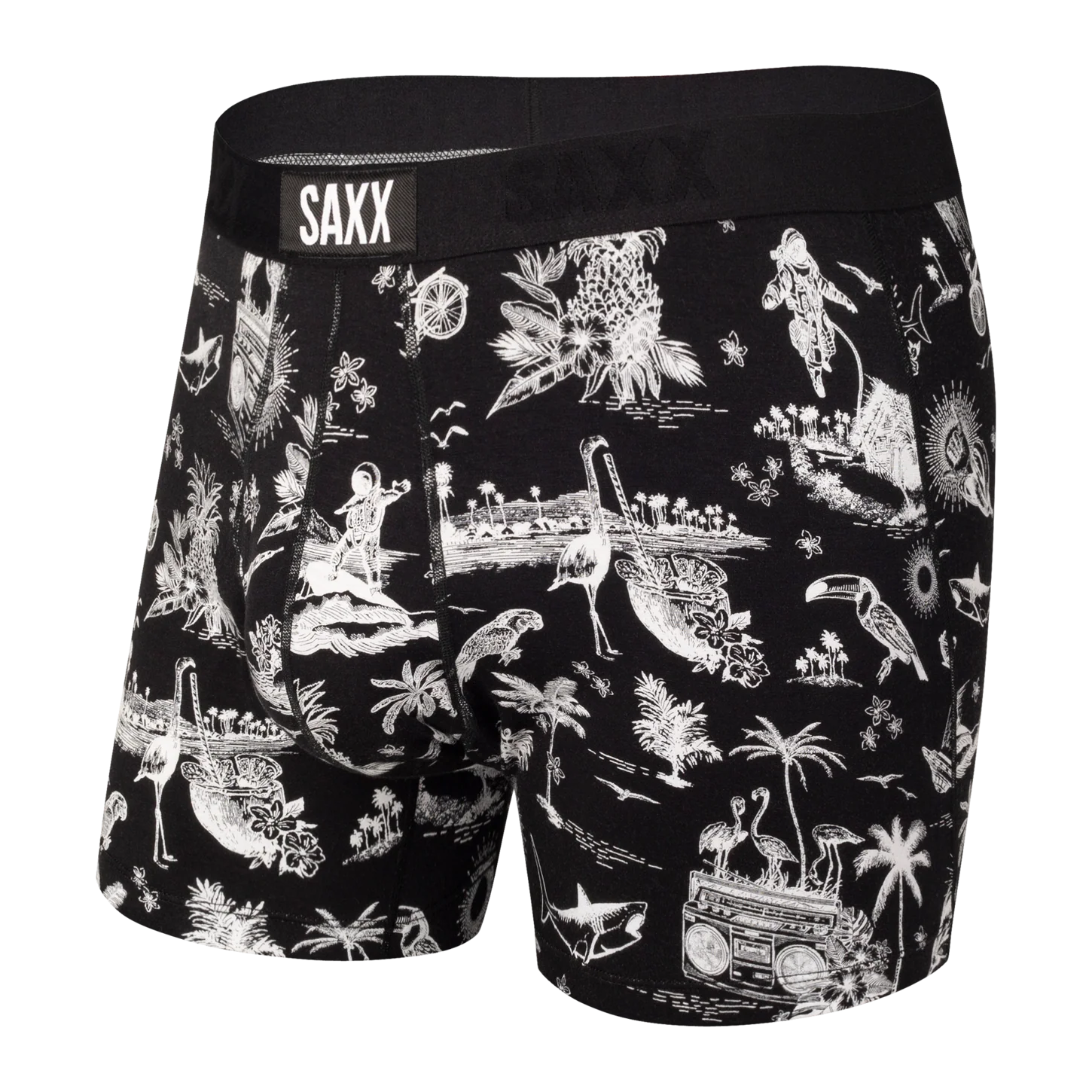 Saxx Ultra Super Soft Comfort Blend Boxer Brief 5" Men's BLACK ASTROSURF 1 10839-saxx-ultra-super-soft-comfort-blend-boxer-brief-5-men-s-black-astrosurf-1.webp