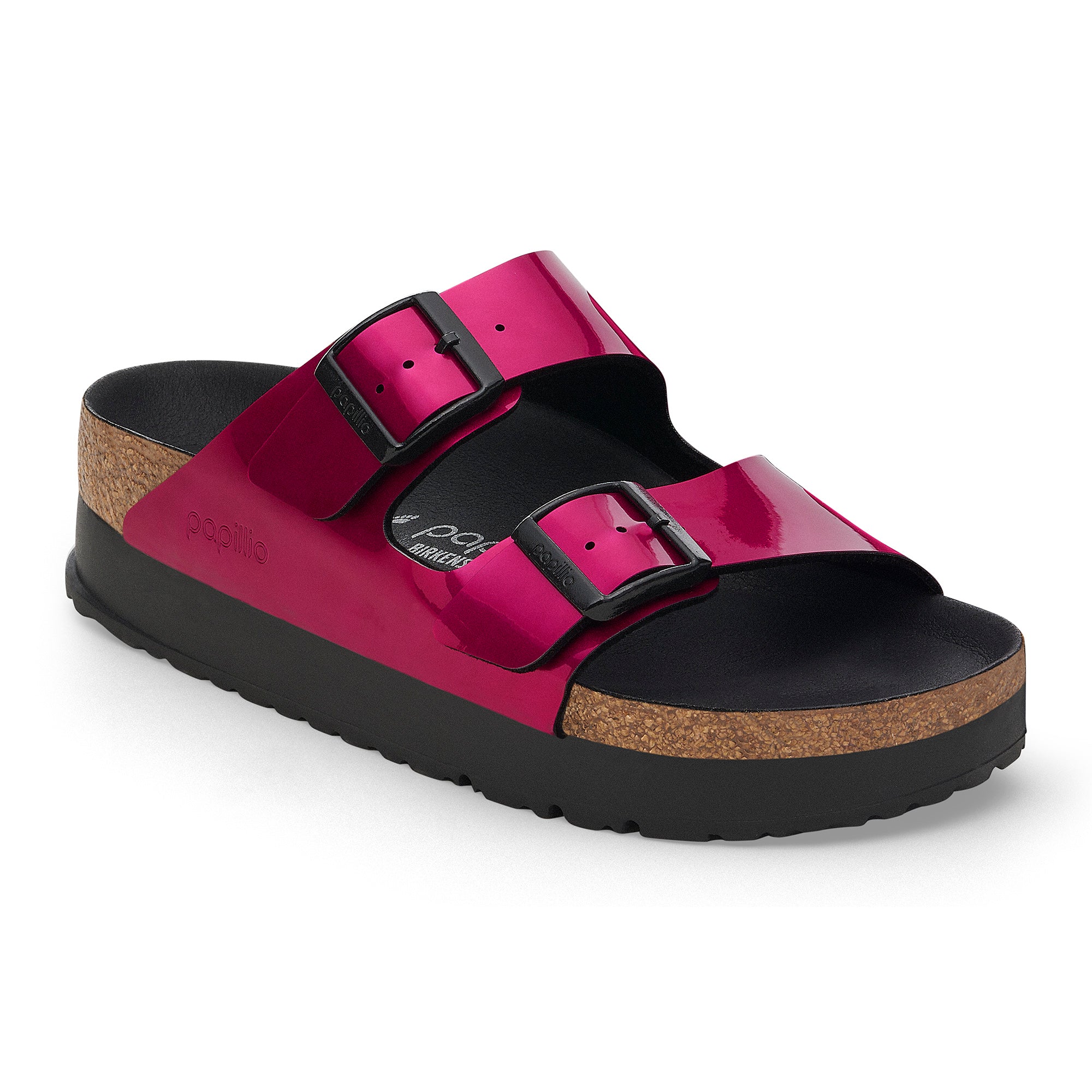 Birkenstock Papillio Arizona Flex Platform Birko-Flor Patent Women's Magenta