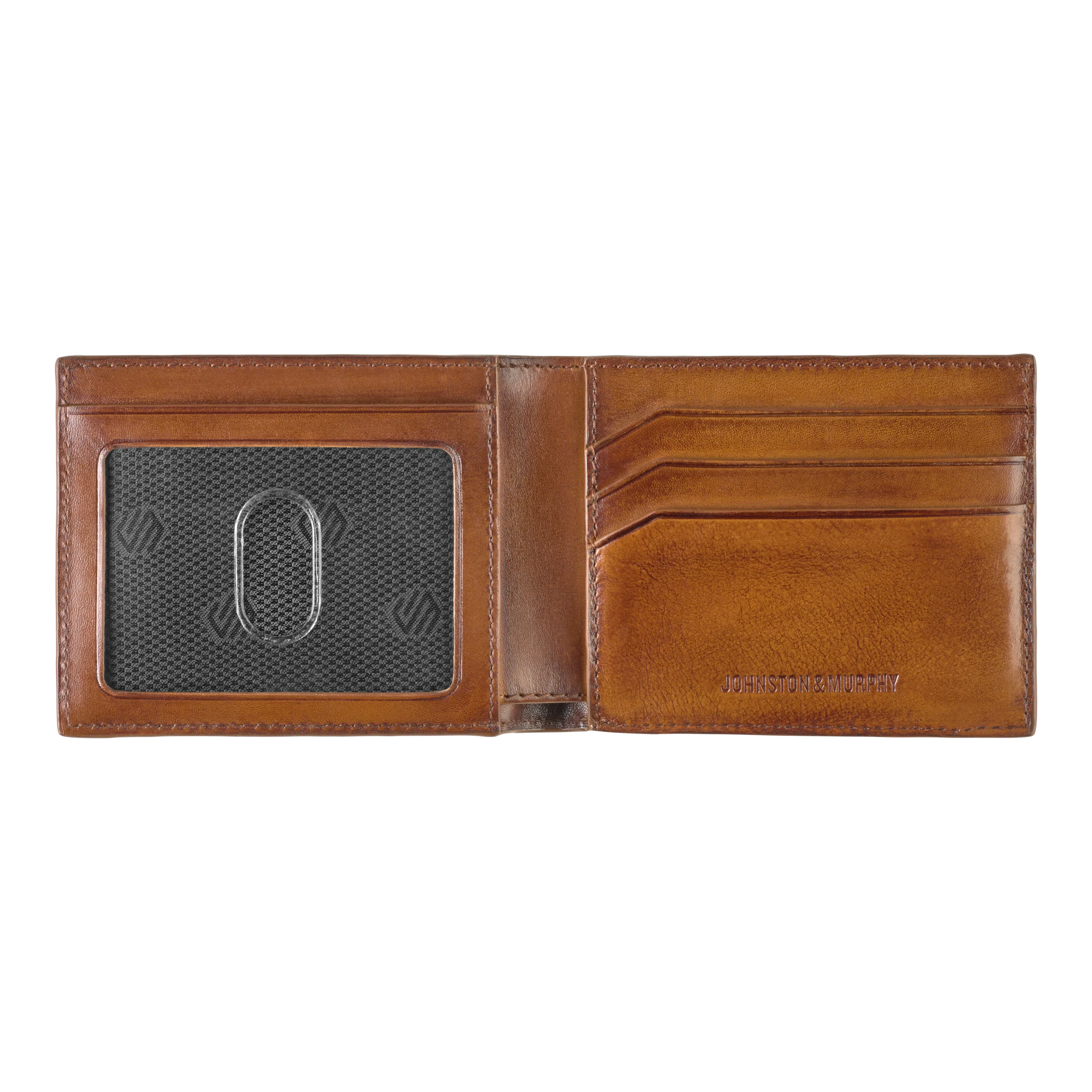 Johnston & Murphy Hudson Burnished Billfold Wallet BROWN