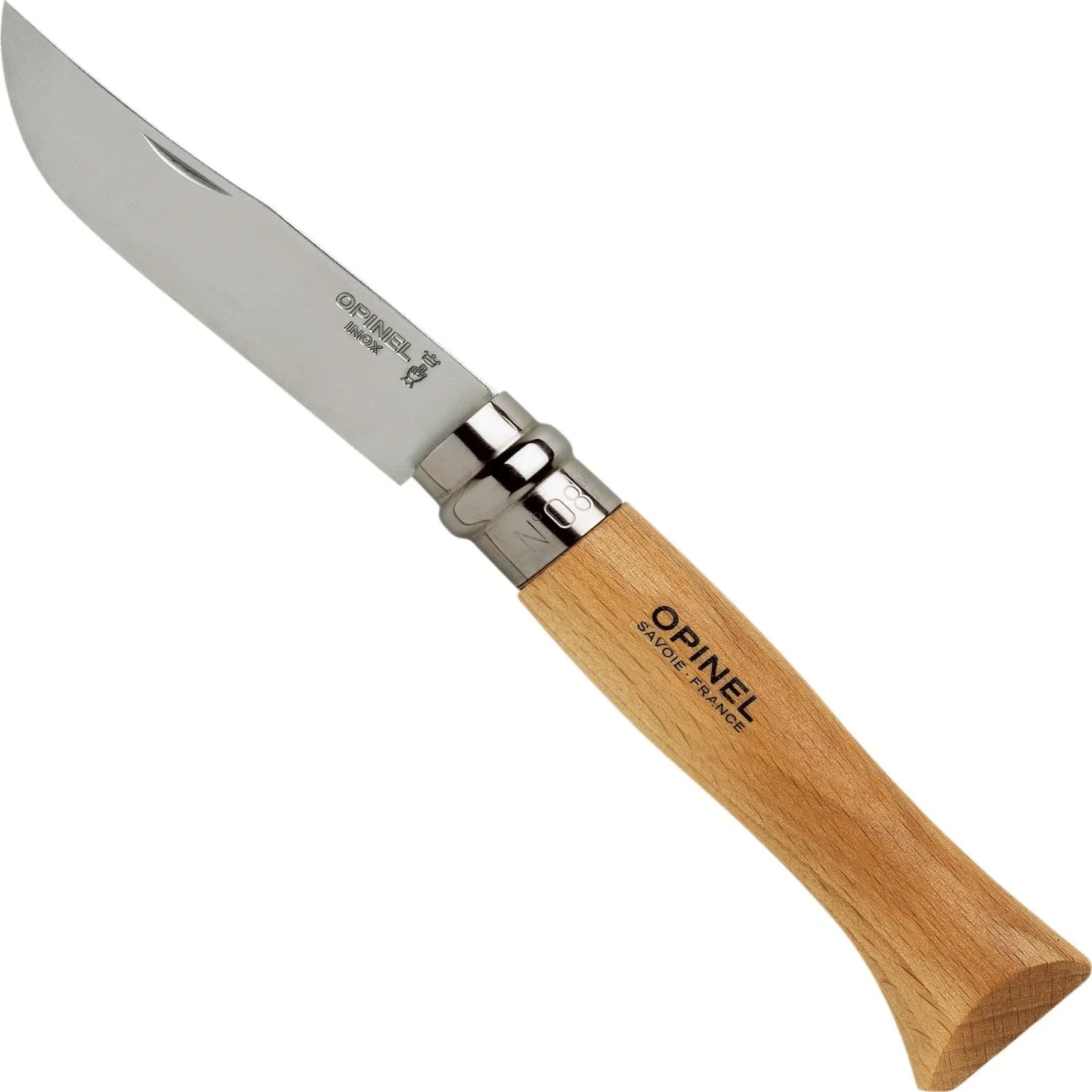 Opinel No.08 Stainless Steel Folding Knife Beech