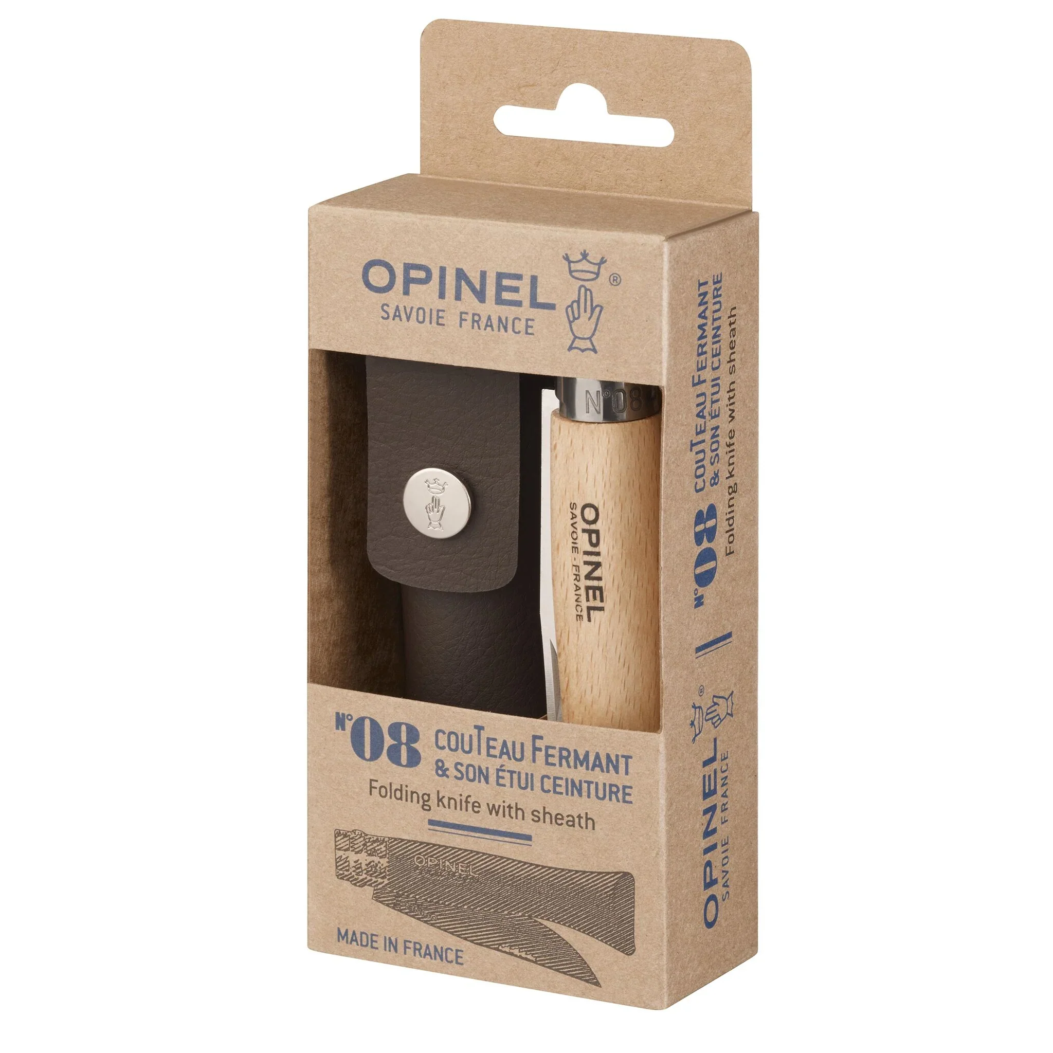 Opinel No.08 Stainless Steel Folding Knife with Sheath 