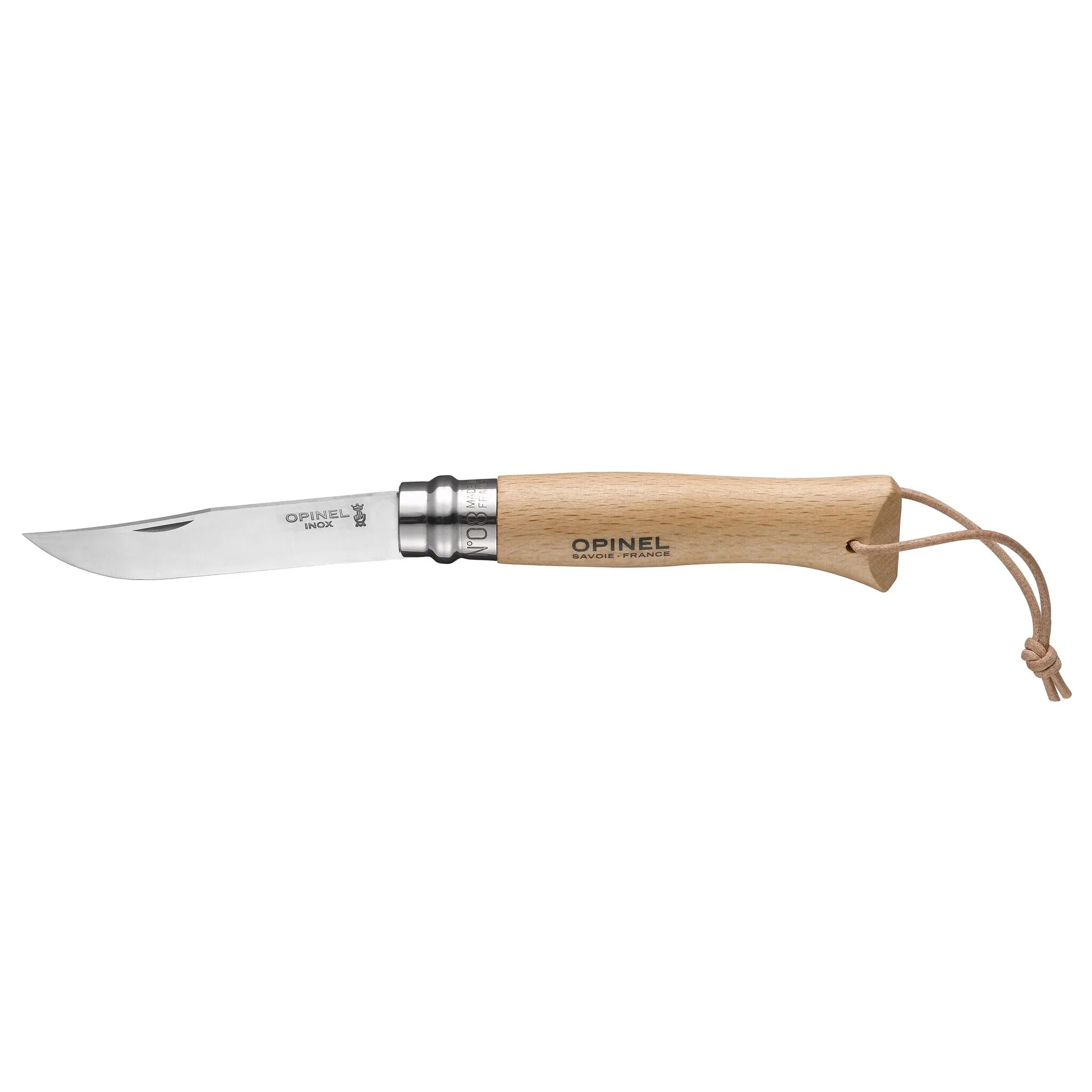 Opinel No.08 Stainless Steel Folding Knife with Lanyard 