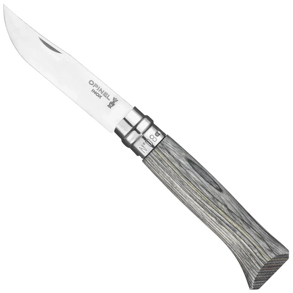 Opinel No.08 Laminated Folding Knife Grey Birchwood