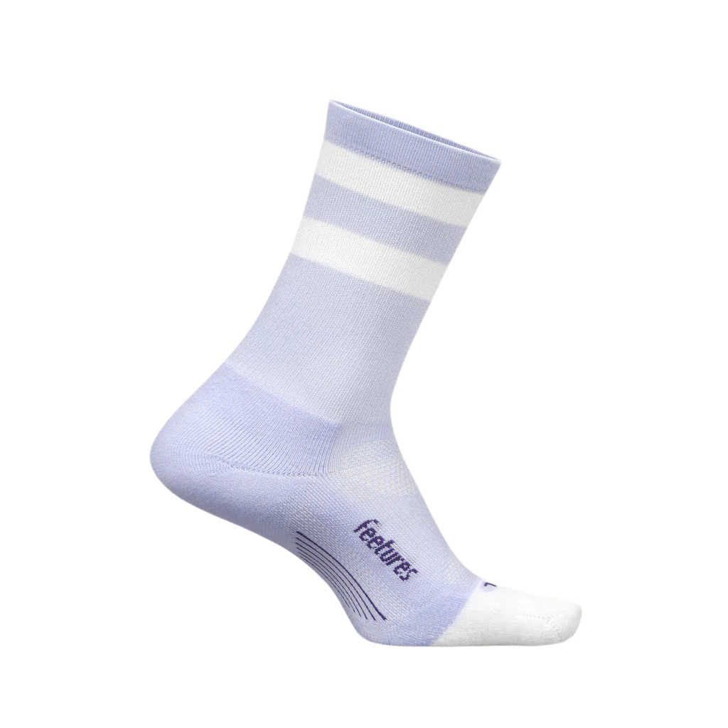 Feetures Elite Light Cushion Mini Crew Sock Lilac High Top Stripe