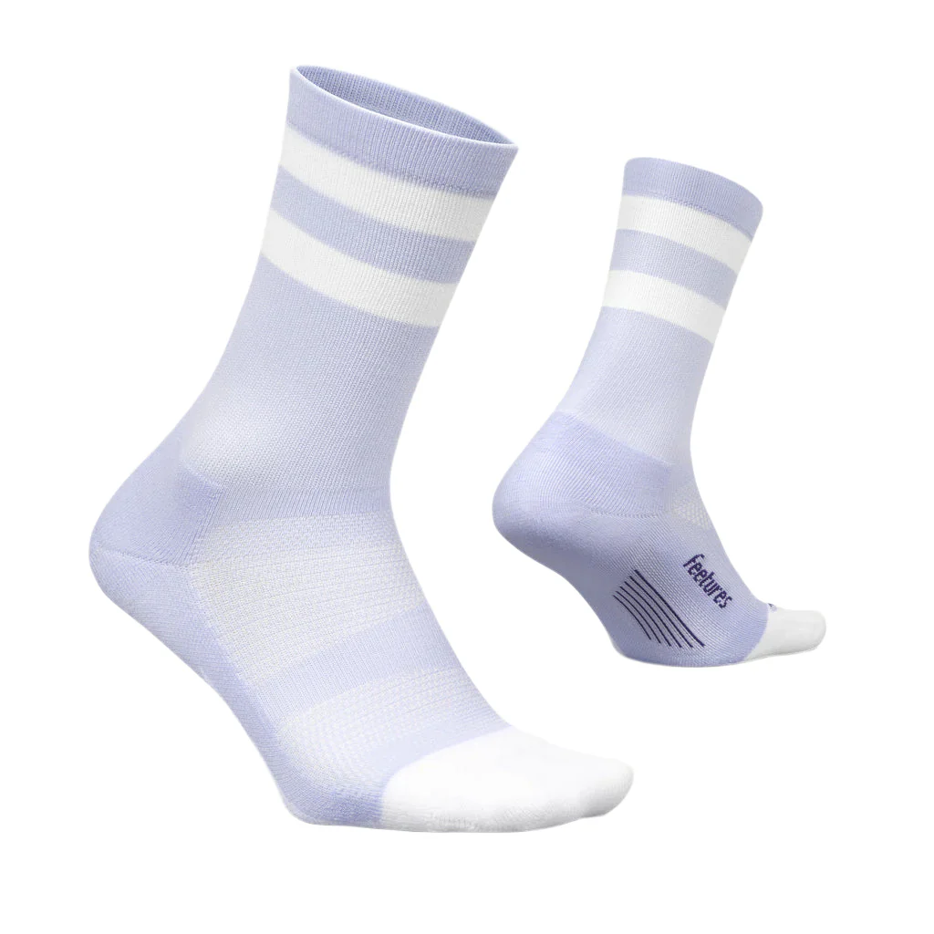 Feetures Elite Light Cushion Mini Crew Sock Lilac High Top Stripe