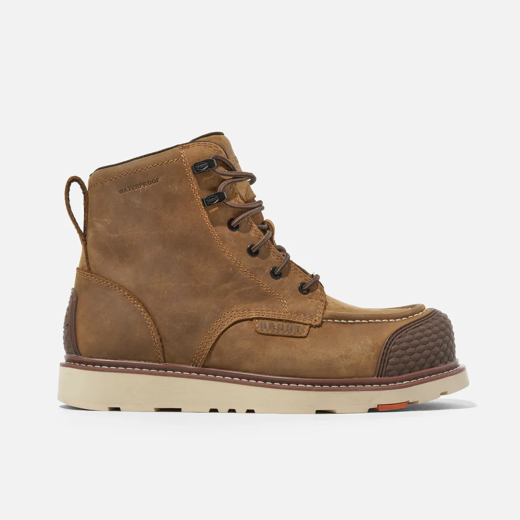 Brunt The Marin Brunt Toe (Comp Toe) 6" Waterproof Reinforced Work Boot Men's BROWN
