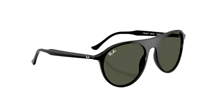Ray Ban RB2215 Polished Black Frame with Green Lenses BLACK
