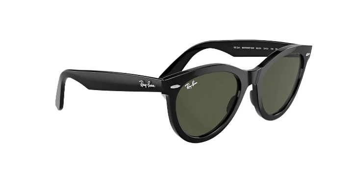 Ray Ban Wayfarer Way Polished Black Frame with Green Lenses BLACK