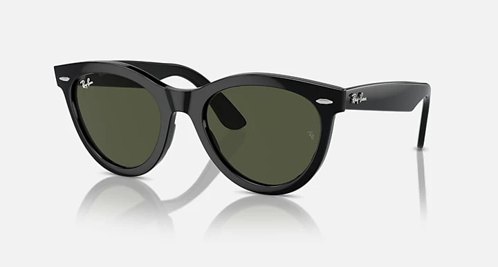 Ray Ban Wayfarer Way Polished Black Frame with Green Lenses BLACK