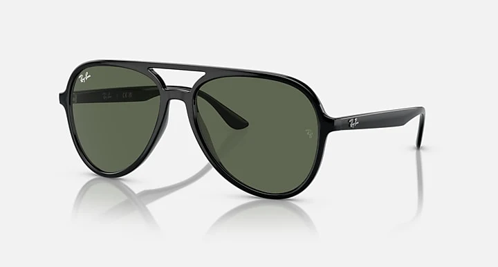 Ray Ban RB4376 Polished Black with Dark Green Lenses BLACK