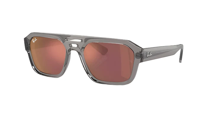 Ray Ban Corrigan Bio-Based Polished Transparent Grey with Dark Violet Red Lenses TRANSPARENT GRAY