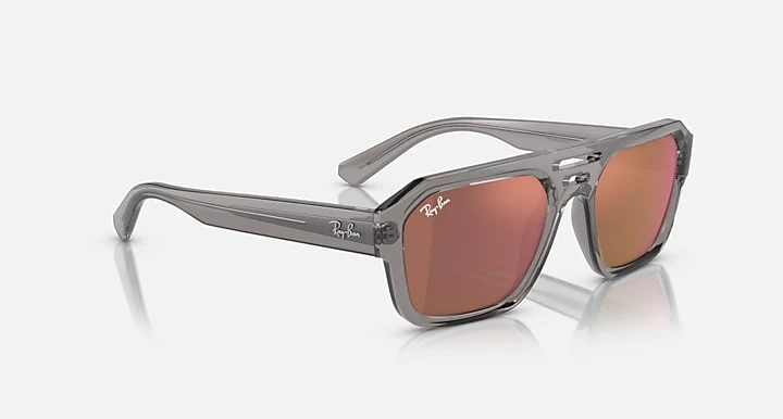 Ray Ban Corrigan Bio-Based Polished Transparent Grey with Dark Violet Red Lenses TRANSPARENT GRAY