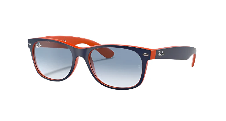 Ray Ban New Wayfarer Color Mix Polished Blue on Orange with Light Blue Gradient lenses BLUE ON ORANGE