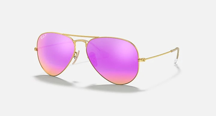 Ray Ban Aviator Flash Lenses Matte Gold with Cyclamen Flash Lenses MATTE ARISTA