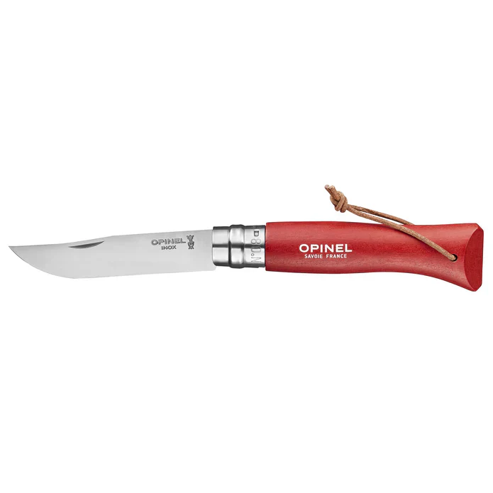 Opinel No.08 Stainless Steel Folding Knife with Lanyard GREEN