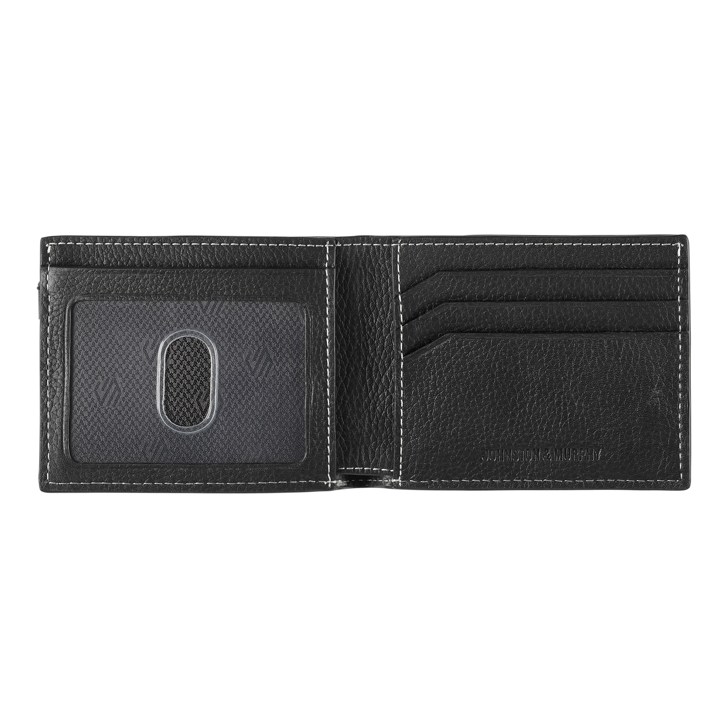 Johnston & Murphy Kingston Billfold Wallet BLACK PEBBLED