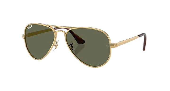 Ray Ban Aviator Max Polished Arista Gold Frame with Green Polarized Lenses ARISTA W/BROWN