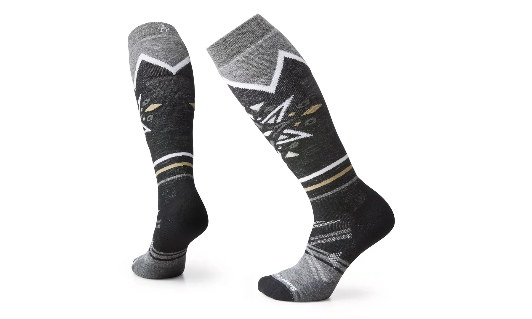Smartwool Ski Full Cushion Mountain Snowflake Pattern Over The Calf BLACK