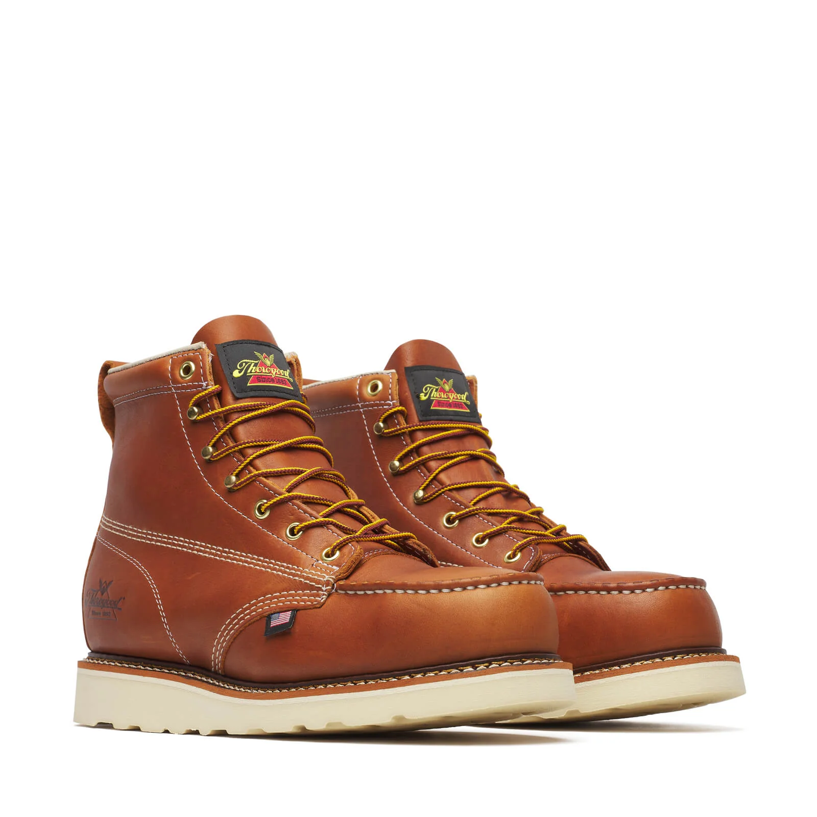 Thorogood American Heritage 6" Safety Toe Moc Toe Maxwear Wedge Men's BROWN