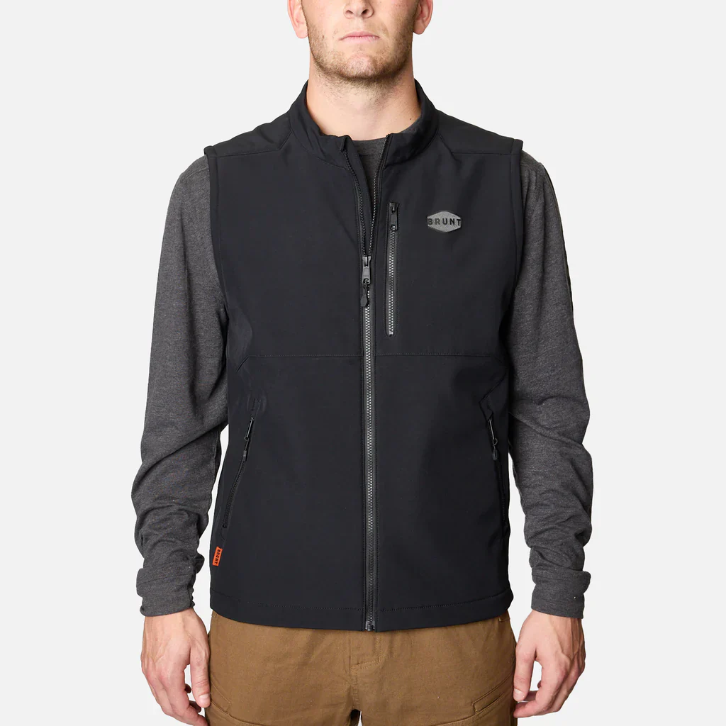 Brunt The Wright Tech Vest Quilted Water-Resistant Work Vest Men's BLACK