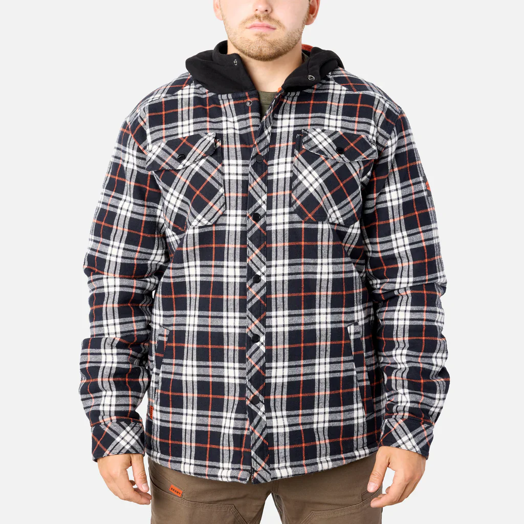 Brunt The Flannel Jacket Quilted Flannel Work Jacket Men's BLACK/WHITE PLAID