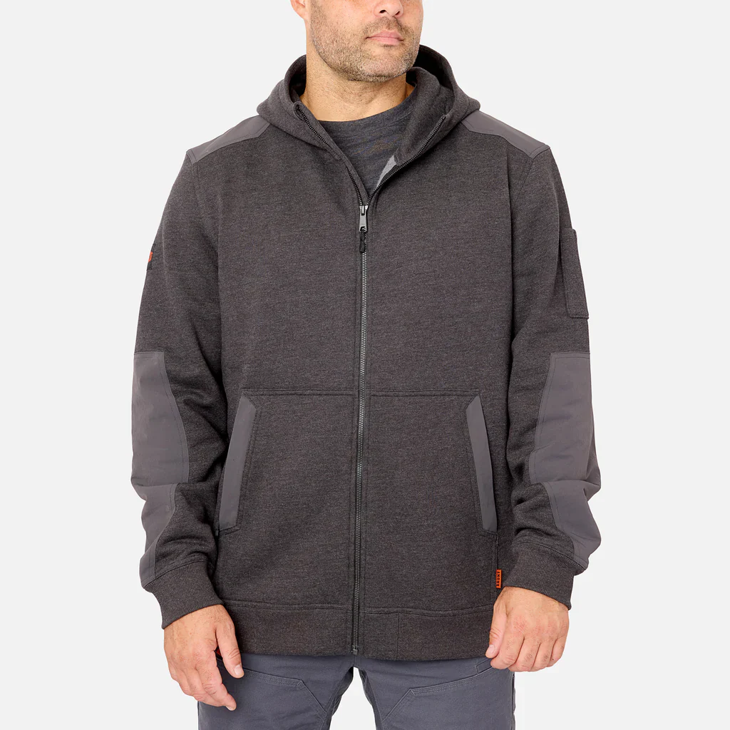 Brunt The Shevlin HD Full Zip Water Resistant Heavy Duty Work Hoodie Men's DARK GREY HEATHER