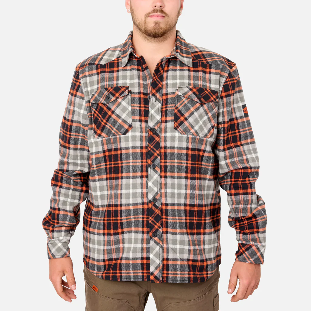 Brunt The Flannel Shirt Heavy Duty Stretch Work Flannel Men's GREY PLAID