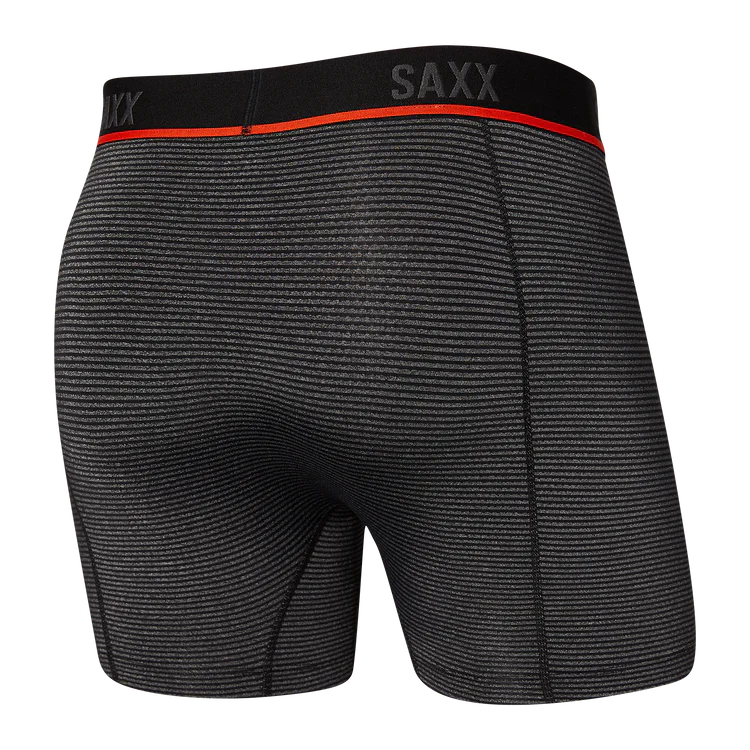 Men's Saxx Kinetic Light-Compression Mesh Boxer Brief Color: Grey Mini Stripe Grey Feed Stripe