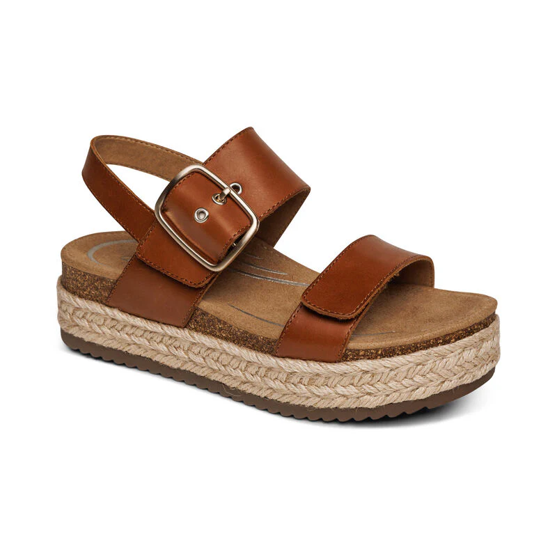 Aetrex Vania Arch Support Platform Sandal Women's COGNAC