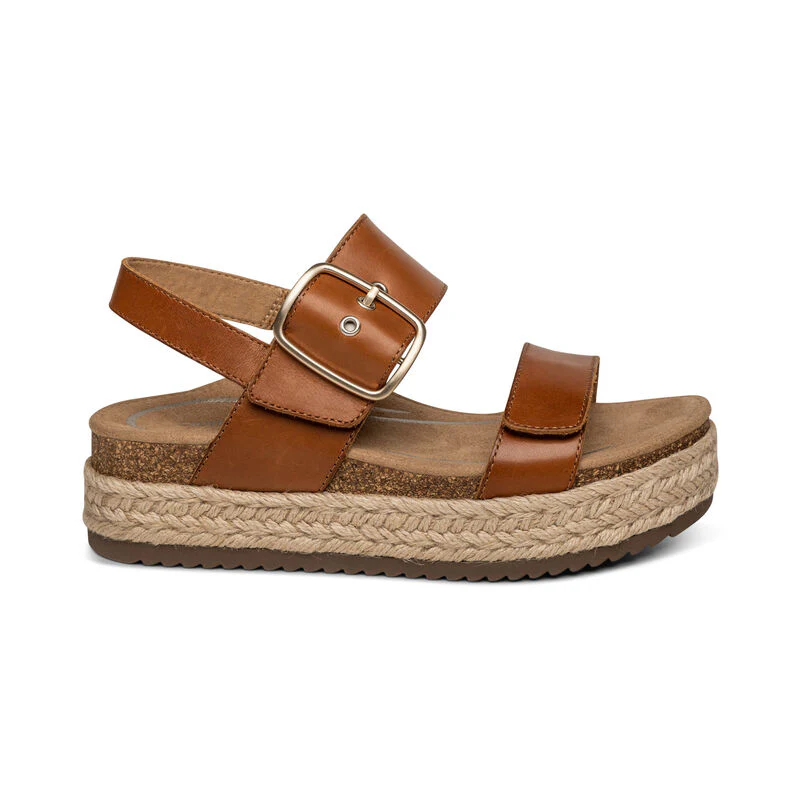 Aetrex Vania Arch Support Platform Sandal Women's COGNAC
