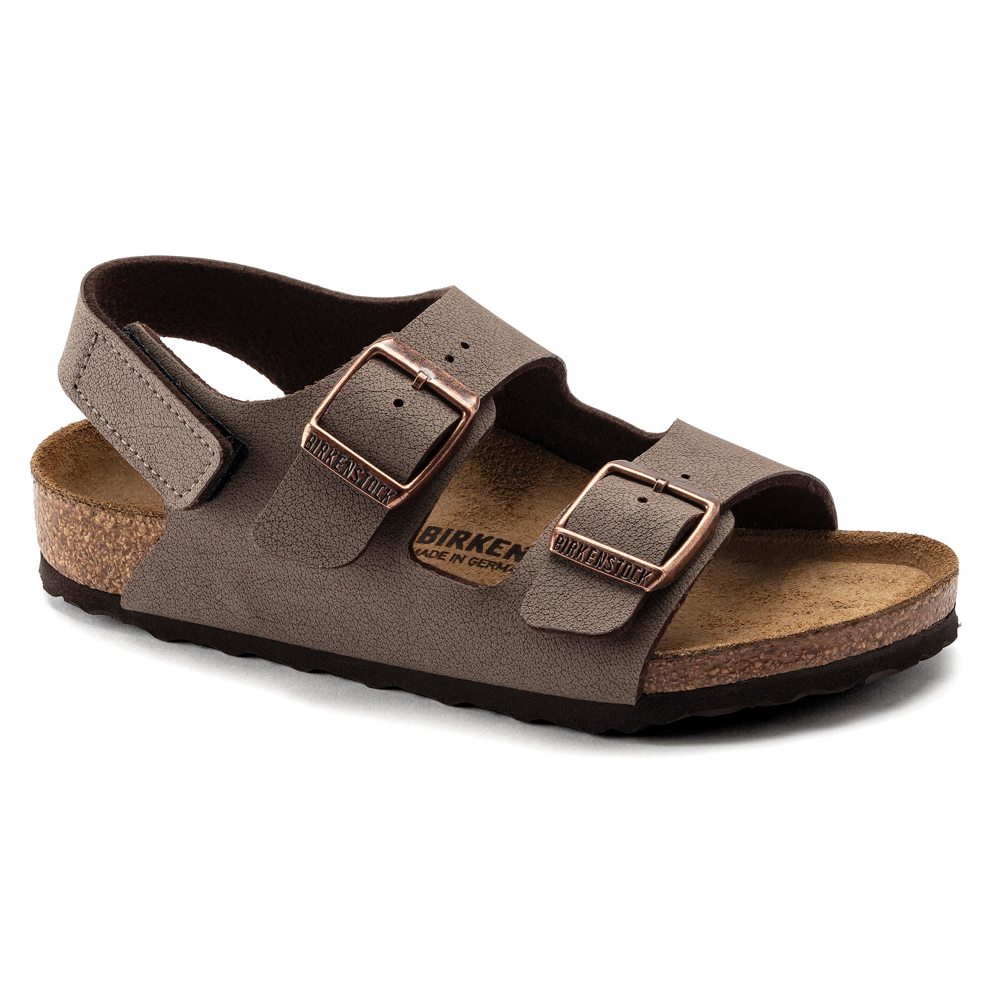 Birkenstock Kids Milano Hook and Loop Birkibuck Mocha 