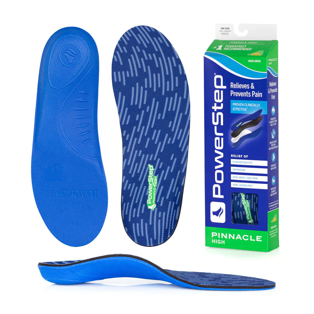 PowerStep Pinnacle High Insoles High Arch Pain Relief Orthotic, Supination Inserts GREEN