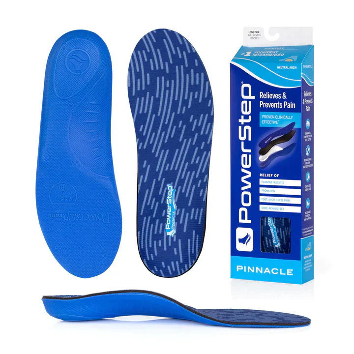 PowerStep Pinnacle Insoles Plantar Fasciitis & Heel Pain Relief Orthotic BLUE