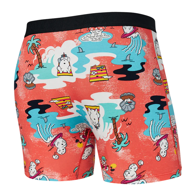 MEN'S SAXX ULTRA SUPER SOFT BOXER BRIEF DESIGN: Snow Days- Hot Coral SNOW DAYS-HOT CORAL