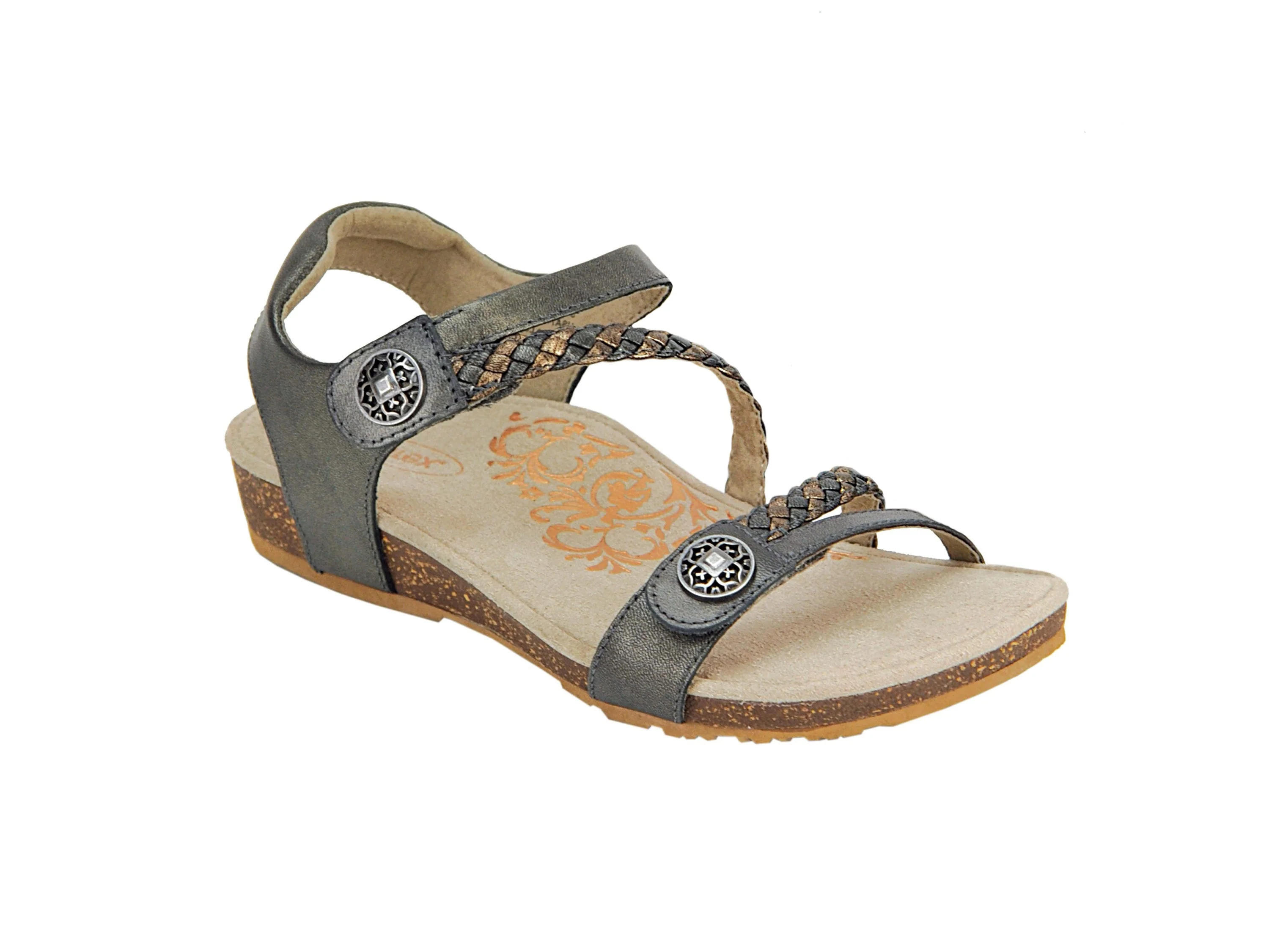 Aetrex Jillian Braided Quarter Strap Sandal Women's COGNAC