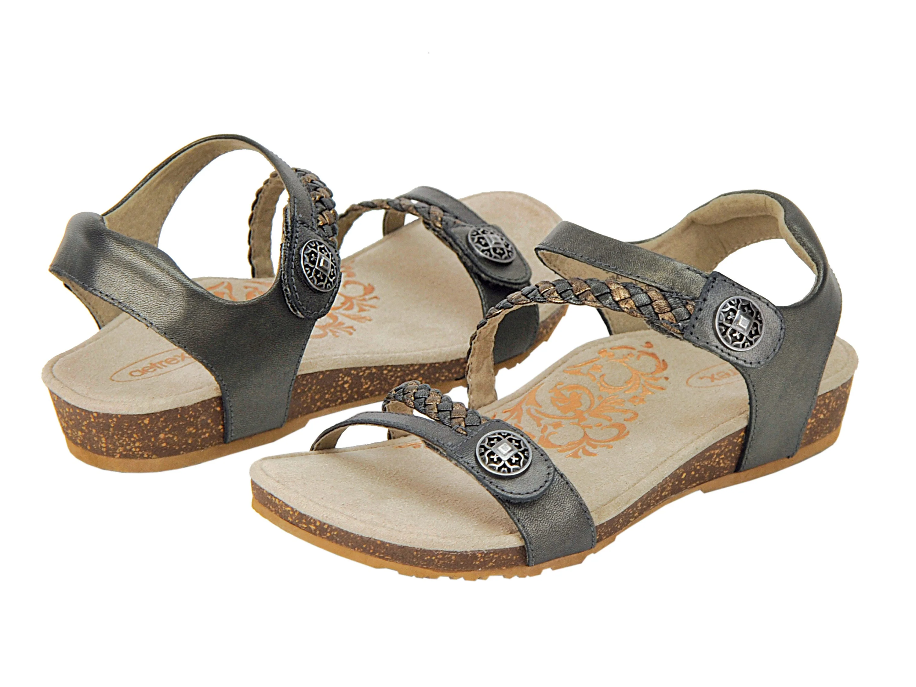 Aetrex Jillian Braided Quarter Strap Sandal Women's COGNAC