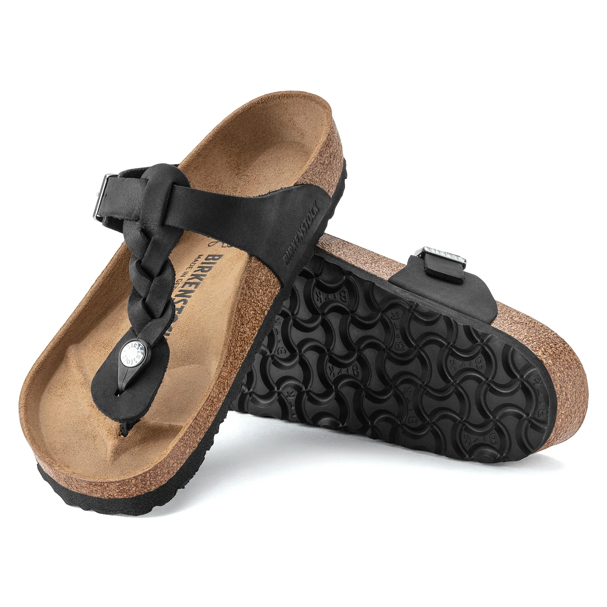 Birkenstock Gizeh Braided Oiled Leather Women's BLACK