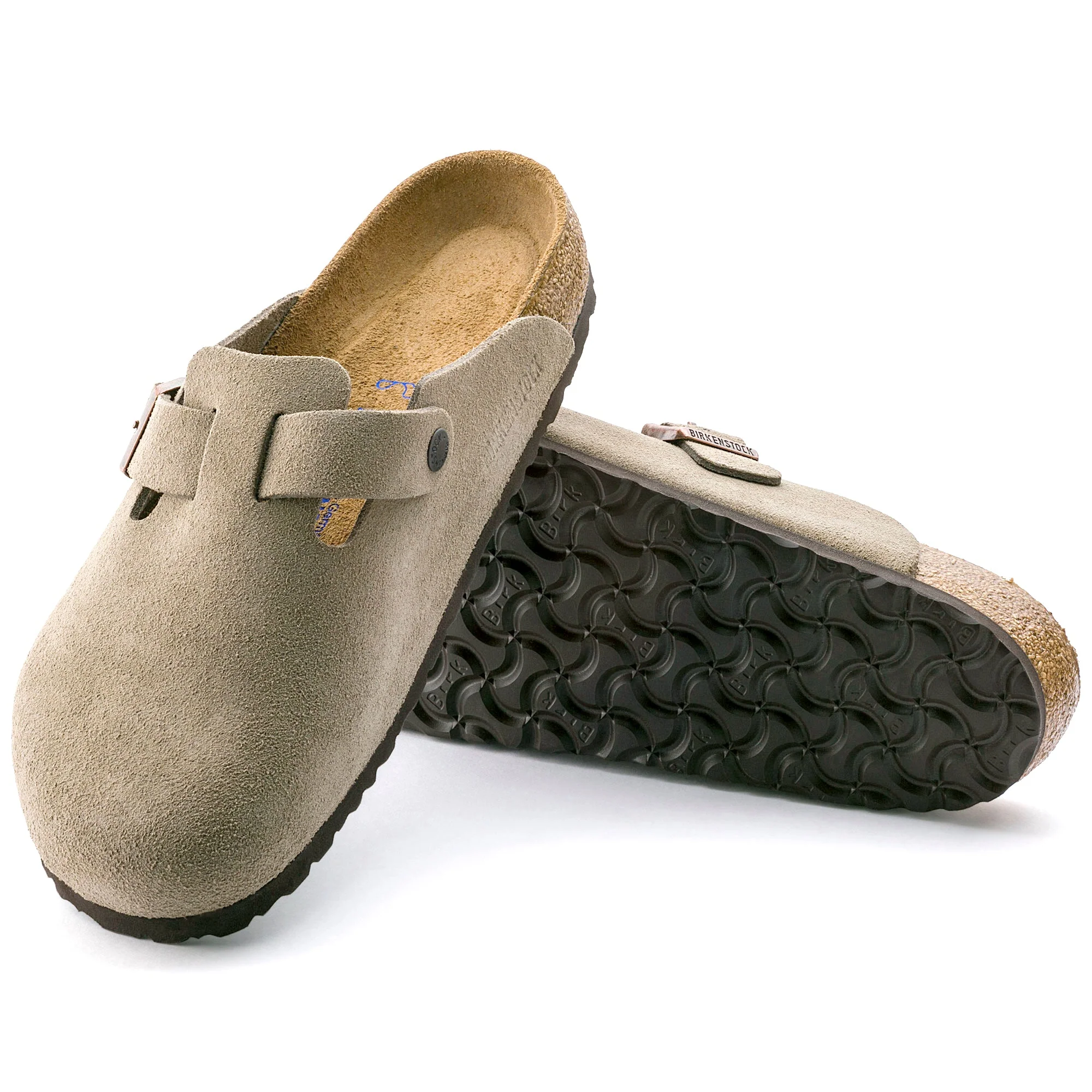 Birkenstock Boston Suede Leather Soft Footbed Clog TAUPE