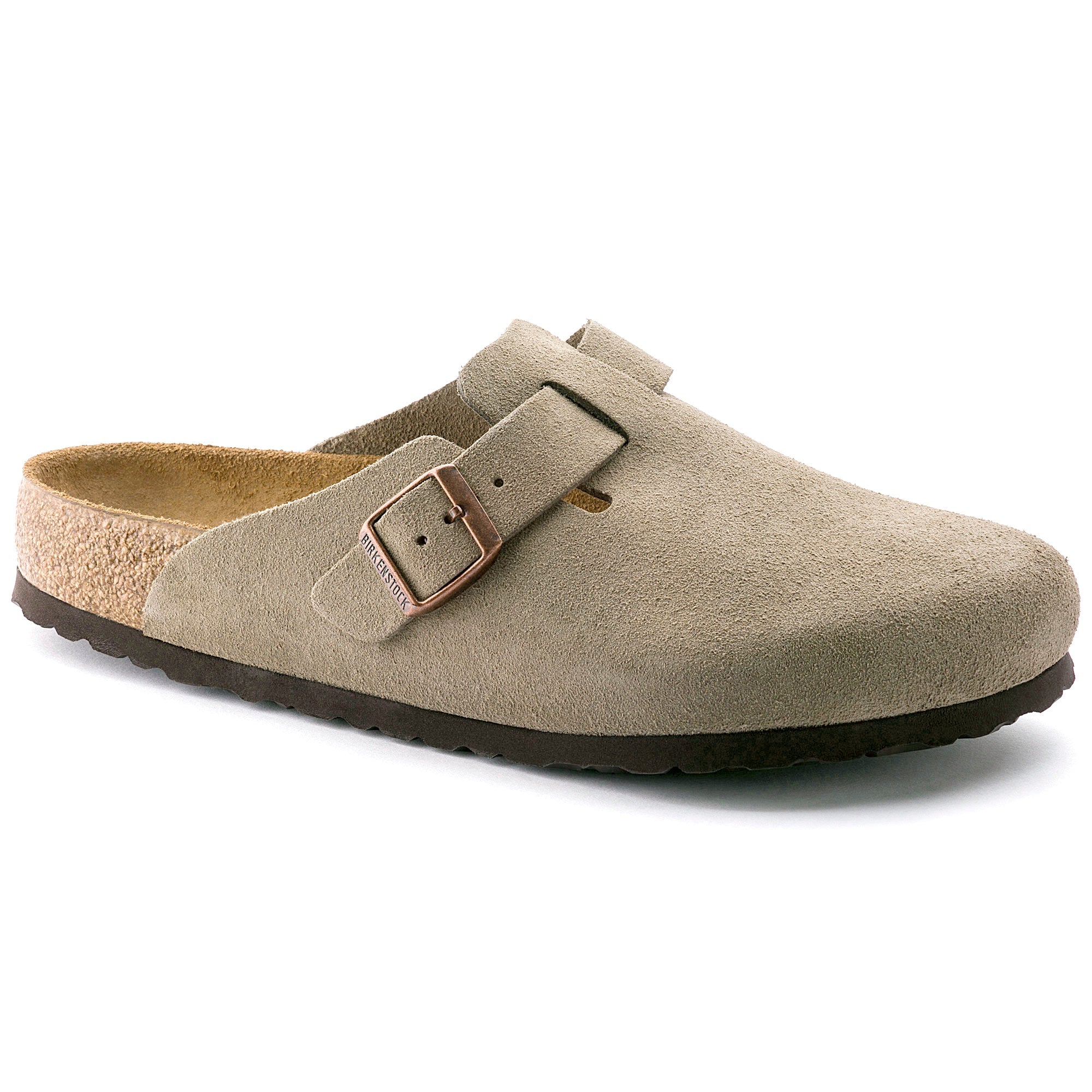 Birkenstock Boston Suede Leather Soft Footbed Clog TAUPE