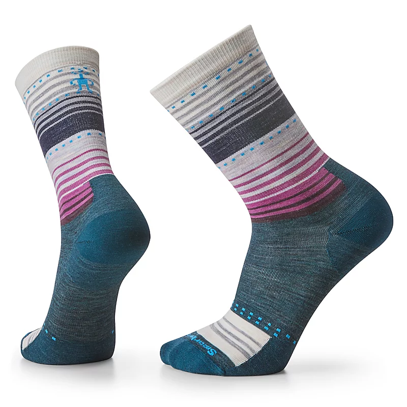 Smartwool Everyday Stitch Stripe Zero Cushion Crew Socks PURPLE IRIS