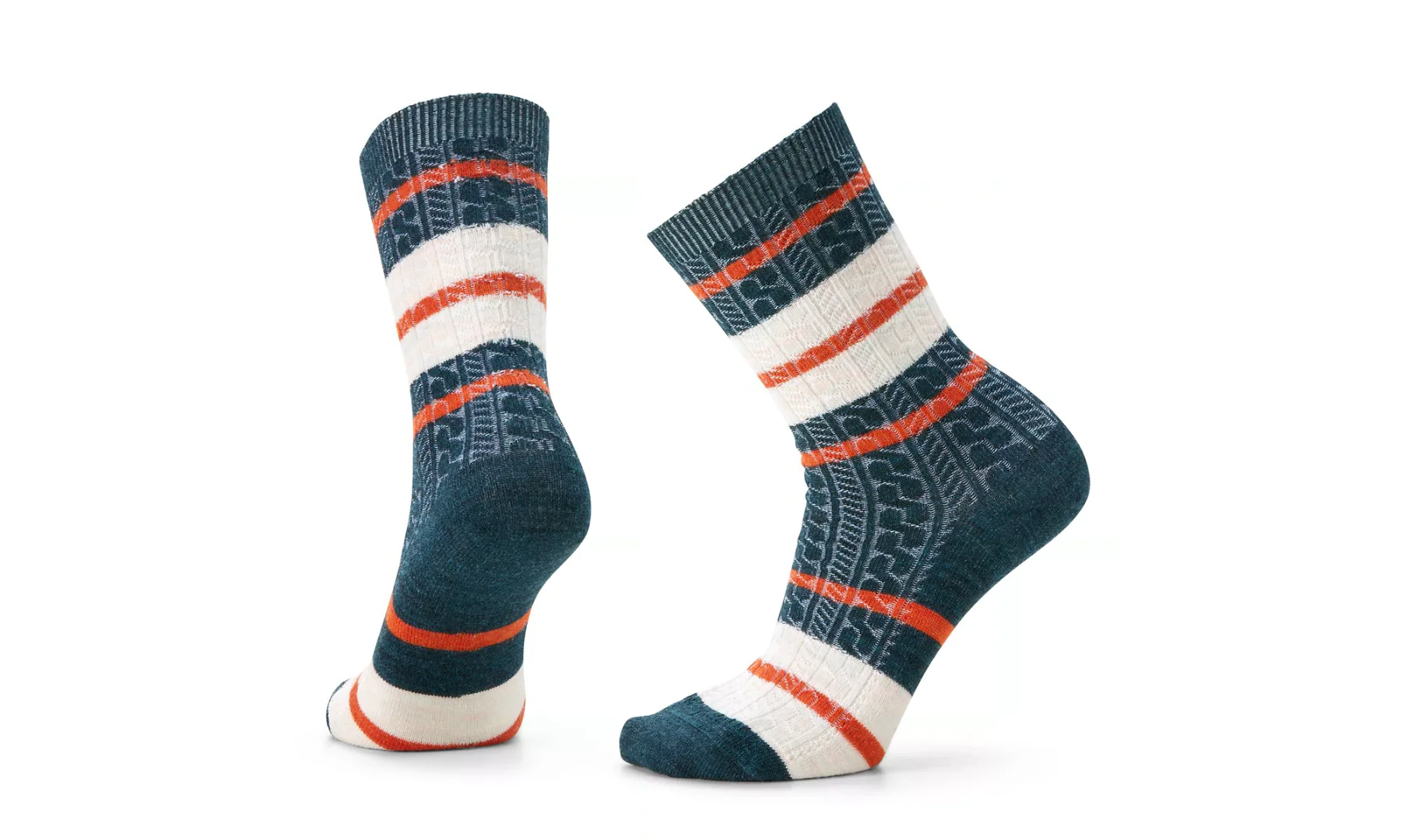Everyday Striped Cable Zero Cushion Crew Socks LIGHT GRAY