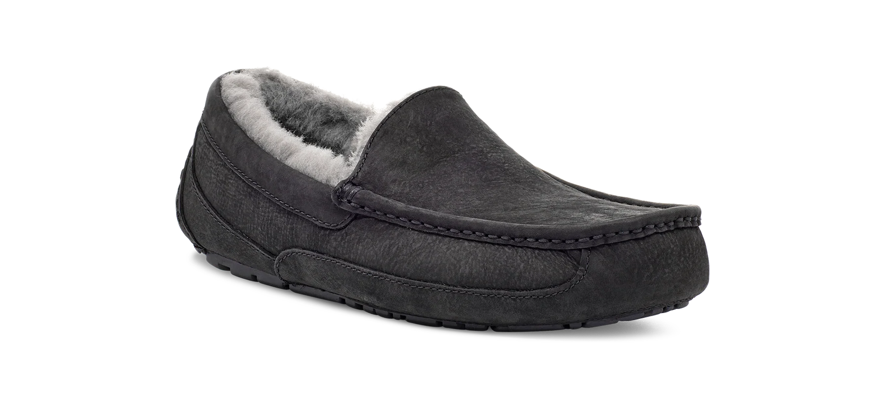 UGG Ascot Matte / Leather Slipper Men's BLACK