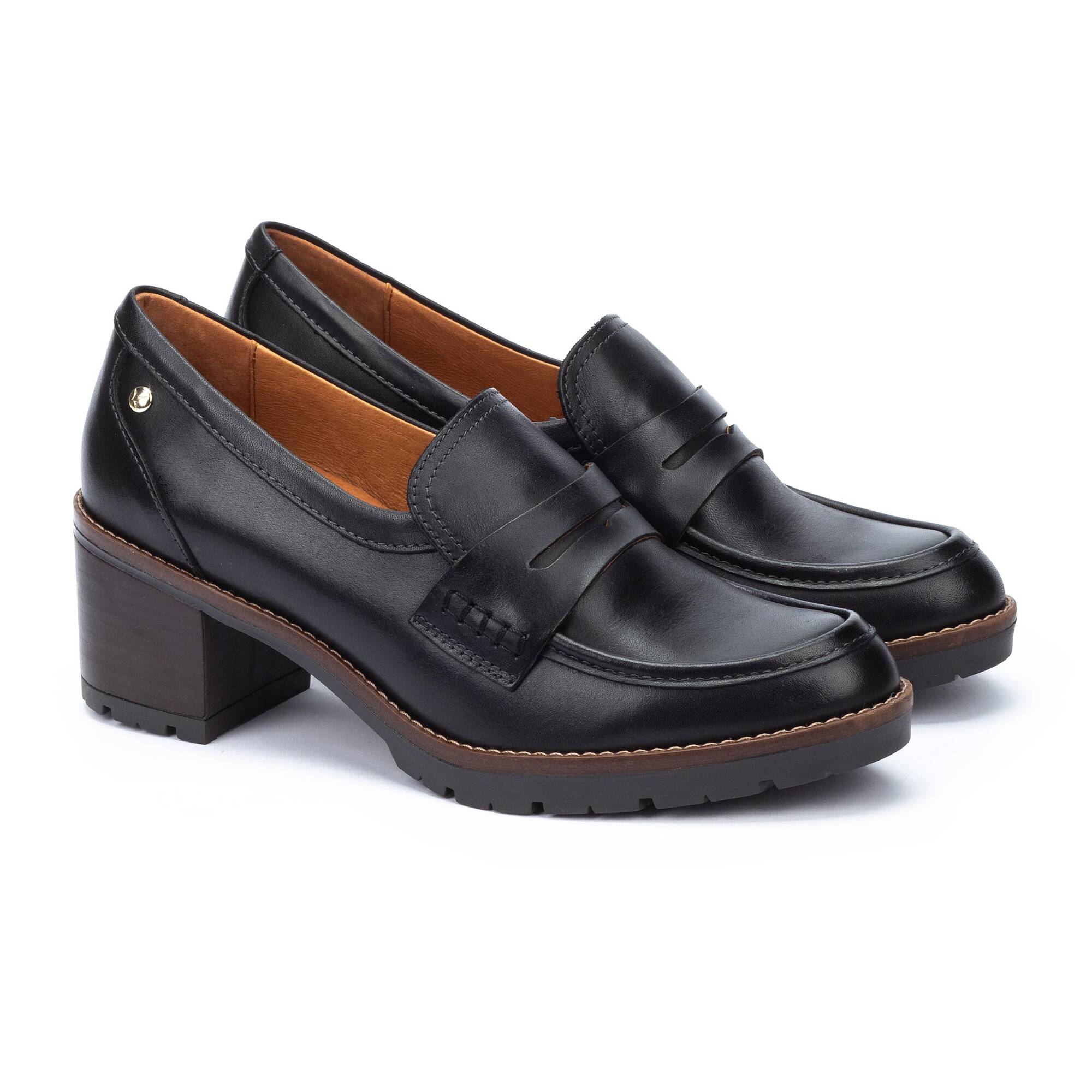 Pikolinos Llanes Penny Loafers with Heel Women's BLACK