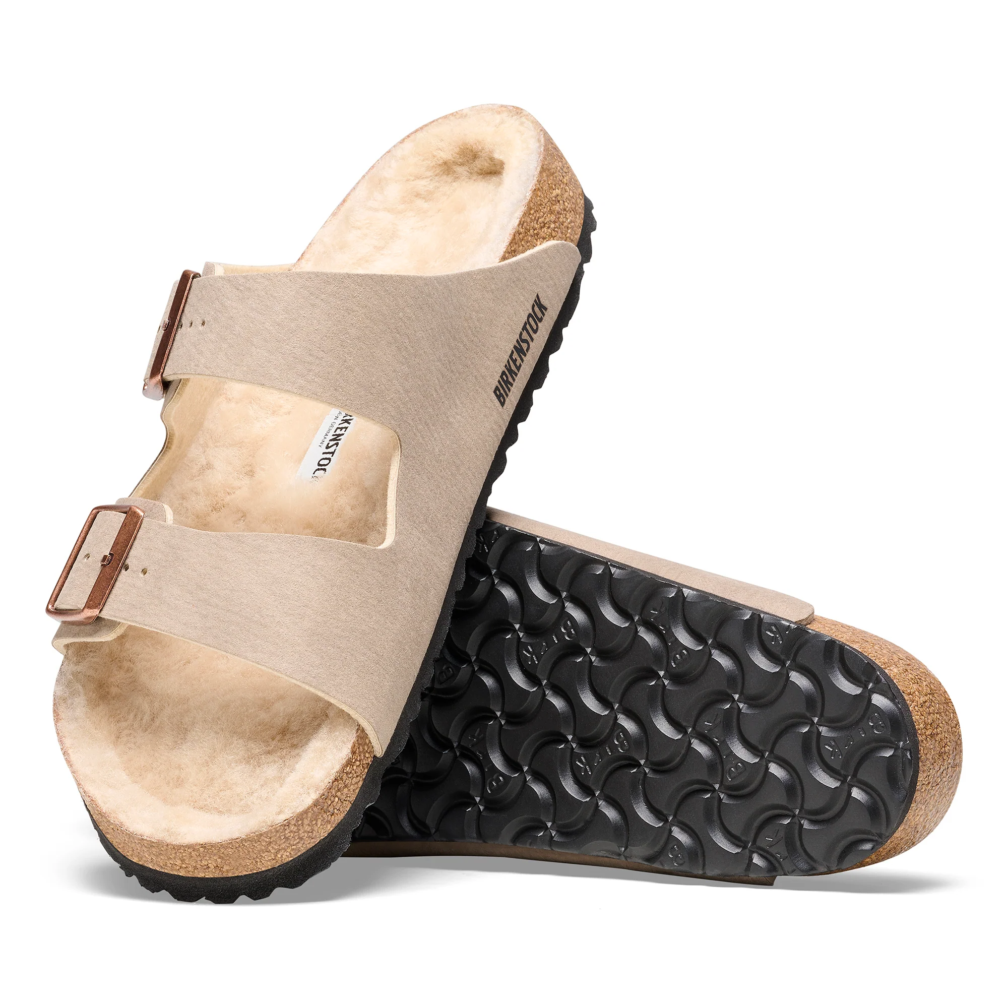 Birkenstock Arizona Shearling Synthetics Unisex Desert Dust Gray Taupe