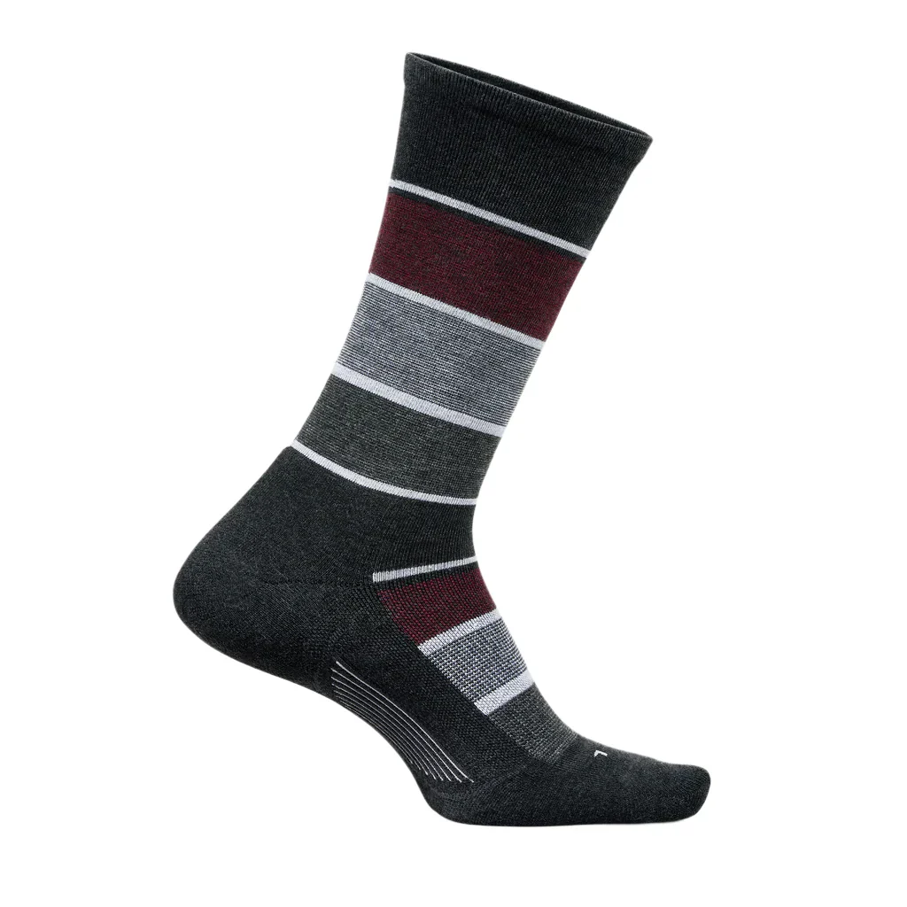Feetures Everyday Max Cushion Relaxed Stripe Crew Men's Charcoal